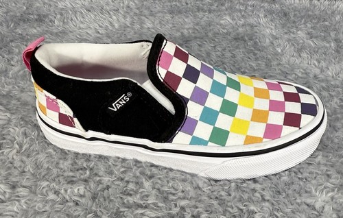 Vans Rainbow Checkerboard Slip-On Sneakers Kids Missy Size 11.0 **READ DES** - Picture 3 of 14
