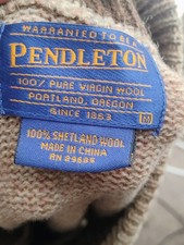 Pendleton 100 Shetland Wool Full Zip Sweater Jacket Argyle Tan Men's M