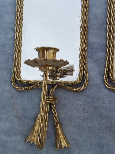 Vintage Deco Hollywood Regency Gold Twist Mirrored Candleholders Votive Set of 2 - Picture 3 of 6