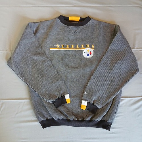 Vintage Pittsburgh Steelers bestickter gestreifter Pullover Größe L Puma NFL Football - Bild 1 von 14