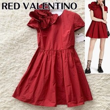 RED VALENTINO Ribbon Motif Mini Dress Short Sleeve Size 38 Red