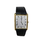 Vintage Seiko Men 5Y30-5060 Black Leather Band Quartz Analog Watch 8" Working