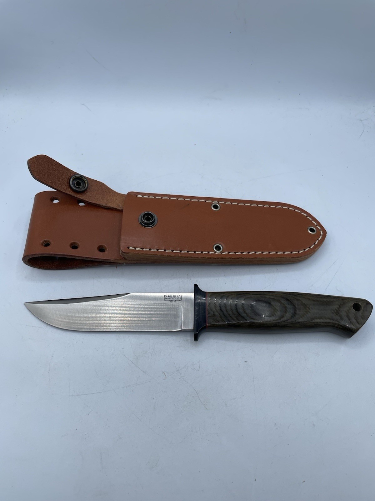 Bark River Knife 1’st Production Run Micarta w/ Red Liners & Leather Sheath