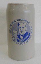 Gro&szlig;er seltener Steingut Bierkrug Brauerei Bremme 3 Liter - Werbung Deko