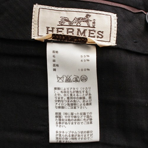 Pantalones de lana y lino HERMES 63522 negro 38 garantía de producto genuino - Imagen 11 de 12