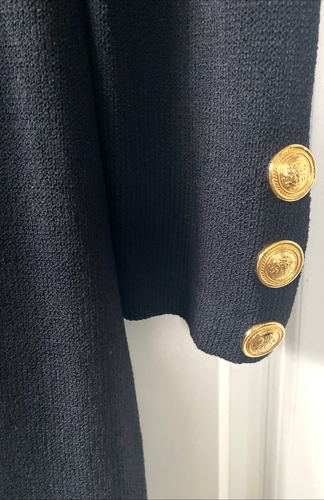 Vintage St. John Jacke Gr. S schwarz Santana Strick Goldknopf Long Cardigan Mantel - Bild 8 von 19