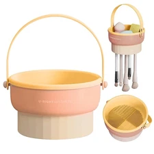 Makeup Brush Cleaner Mat 3 in 1 Silicone Makeup Brush Cleaner Bowl with Holder