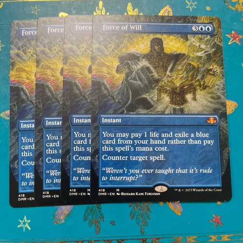 Mtg Force Of Will Borderless English Dominaria Remaster 4 Pieces - Picture 1 of 1