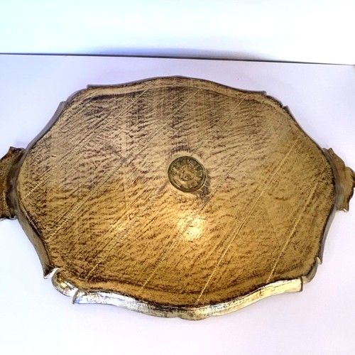 Schönes Vintage italienisches Florentiner Tablett; mittelgroß; seltenes Rot-Gold Design - Bild 5 von 5
