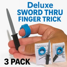 3 Set Deluxe SWORD THROUGH FINGER Ring Close Up Toy Magic Trick Joke Knife Gag
