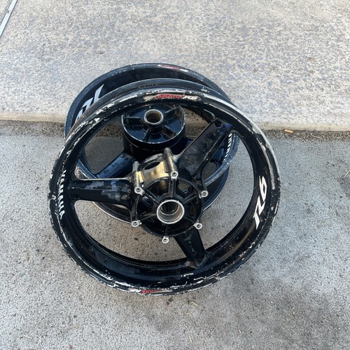 99 00 01 02 YAMAHA YZF R6 YZFR6 FRONT & REAR RIM RIMS WHEELS SET#2 DENT STRAIGHT - Picture 1 of 19