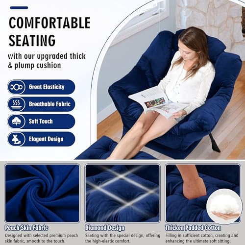 Accent Lazy Chair with Ottoman,Leisure Sofa Armchair with Footrest,Oversized - Picture 5 of 7