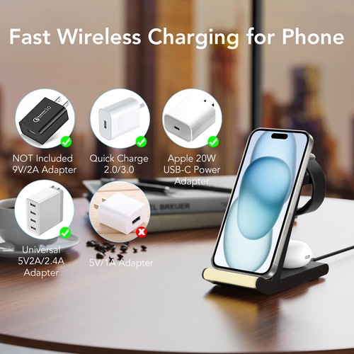 Support de Charge sans Fil pour Fitbit Versa 4/Versa 3/Sense 2/Sense et Pixel... - Photo 5 sur 7