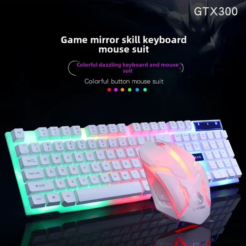 USB Przewodowa klawiatura do gier Mysz Zestaw Kolorowa podświetlana LED Mysz do gier Klawiatura - Zdjęcie 14 z 15