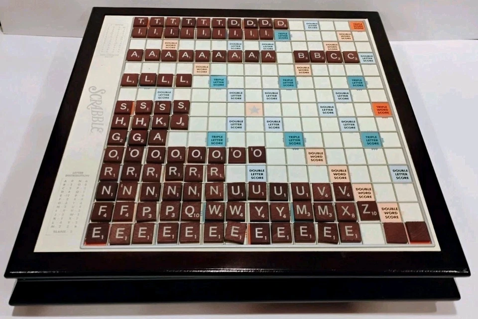 Scrabble Deluxe Wood Edition 2005 Rotating Hardwood Raised Grid Board  - Image 3 of 4