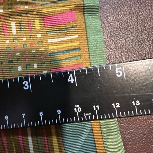 Vintage Scarf long rectangle 60s 70s geometric mod go-go pink yellow teal 40x5 - Picture 7 of 7
