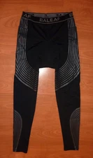 Baleaf Padded Cycling Tights Pants Men's Size M Medium Black with Gray Stripes