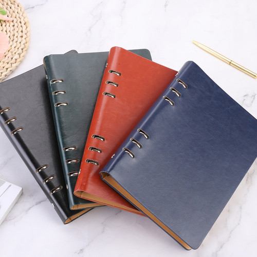 6 Ring Binder Cover 2pcs A5 Leather Notebook Binder with 160 Sheets Paper, Black - Picture 7 of 7
