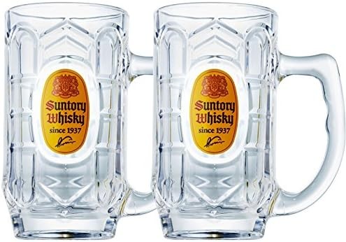 Suntory Kaku Whisky Highball Mug Glass 375ml 2 pcs Kakubin Tortoise shell Design