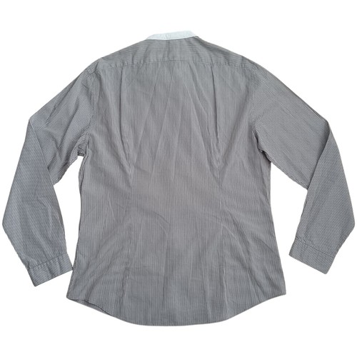 John Varvatos Striped Shirt Brown Cotton Bib Front Size Mens XL Brand New - Picture 6 of 13