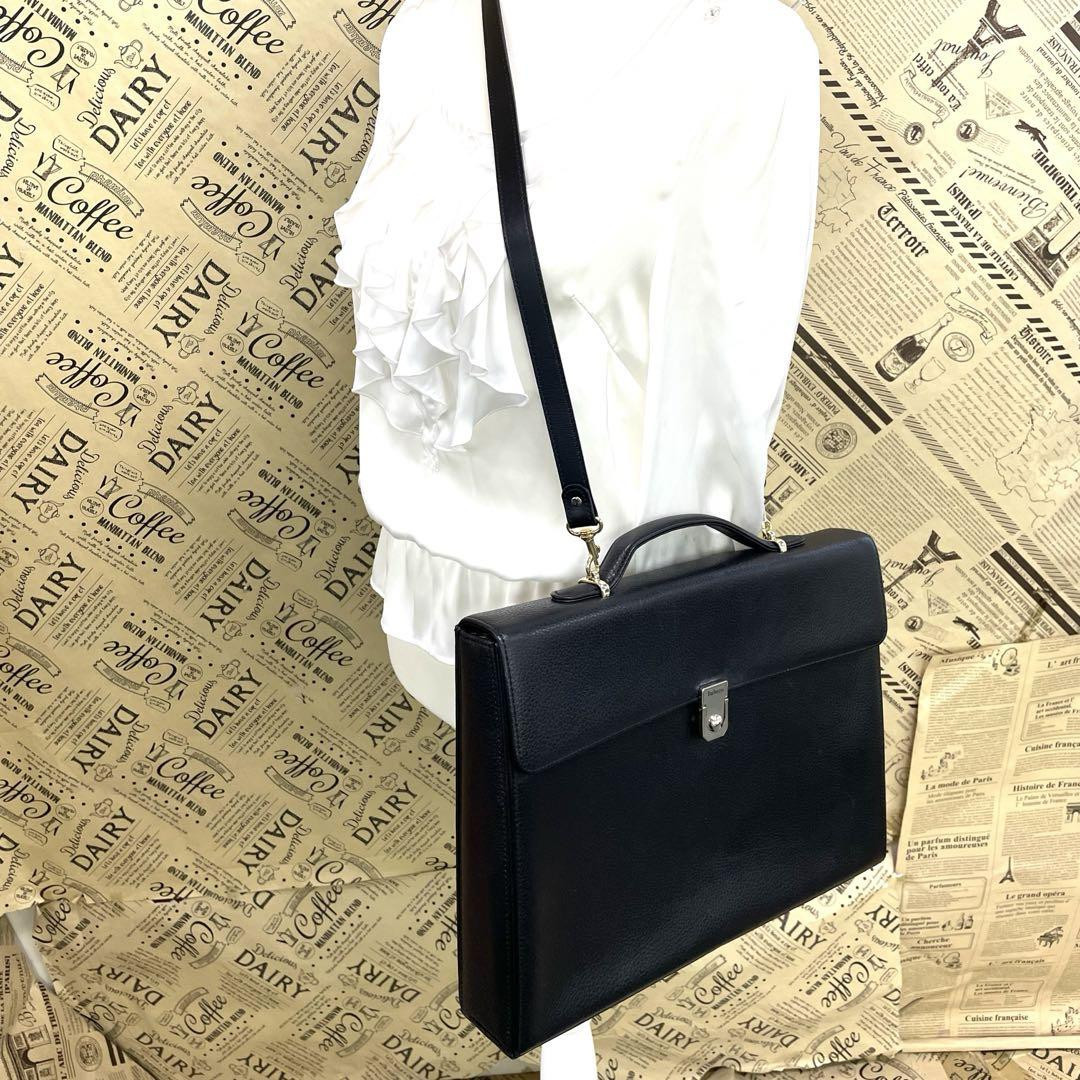 Burberry 2-way bag, business, leather, black check, FM93 92 Burberry 2-way bag, business, leather, black check, FM93 92