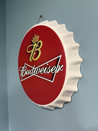 Budweiser Kronkorken Aluminium Blechschild - Anheuser Busch - Bier - Knospe - Blech - Bild 2 von 2