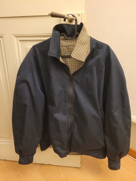90's Aquascutum Reversible Harrington Jacke Navy Made In England Medium