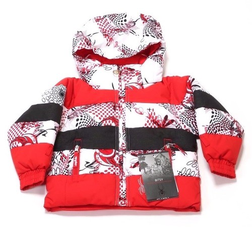 SPYDER Kids' Bitsy Duffy Puff Jacket 550611-112 White/Multi Print (MSRP $125) - Picture 1 of 2