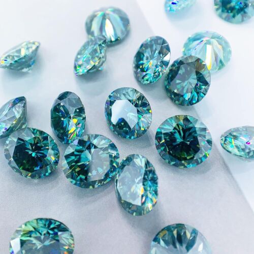 5~20ct VVS1 Blue Green color Round Excellent Cut Moissanite Loose Gemstones &GRA - Picture 3 of 9