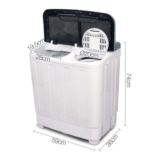 Devanti 5KG Mini Portable Washing Machine - White - Picture 2 of 7