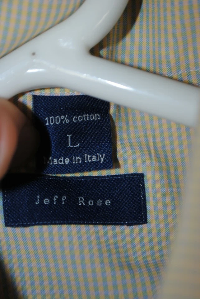 Camisa Jeff Rose Manga Larga Amarillo Azul Abotonada Para Hombre Grande L Italia Foto 3 de 4