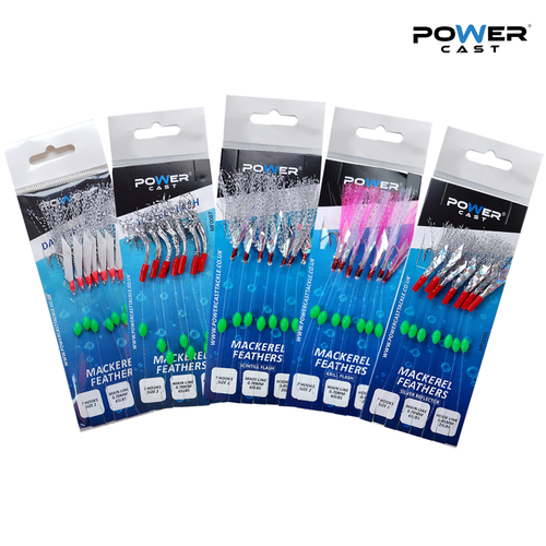 mackerel feathers sea fishing rigs lures 7 Hooks Sabiki Rig By Power Cast - Picture 17 of 18