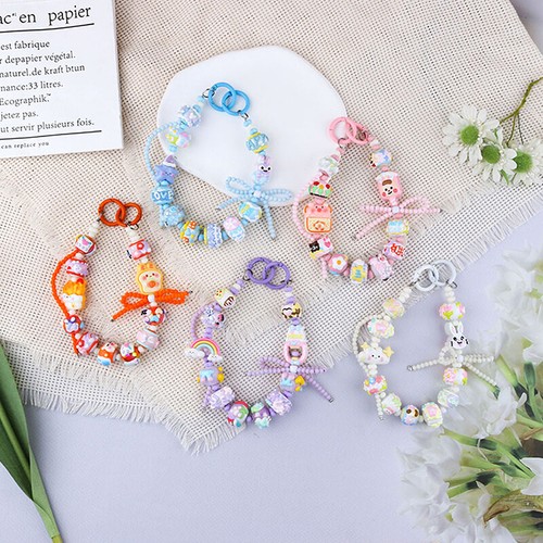 Color Cute Hand Drawn Beaded Mobile Phone Chain Anti Loss Phone Case Strap Wrist