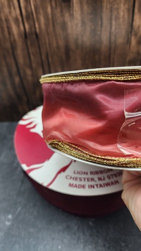 Vintage Lion Wired Ribbon Spools Ambre Red And Deep Red Set Of 2 - Picture 3 of 11