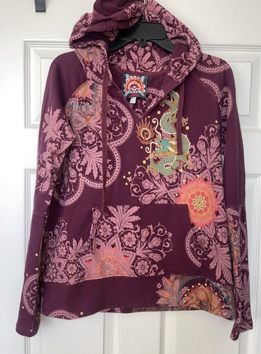 Johnny Was Women’s Burgundy Dragon Pullover Hoodie. Size Xs. Rare! - Picture 3 of 8