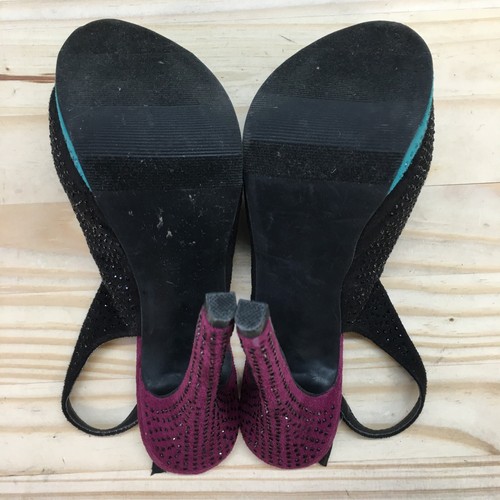 Olsenboye Heels Womens 6 M Pump Black Fabric Ankle Strap Studded Casual Stilleto - Picture 9 of 15