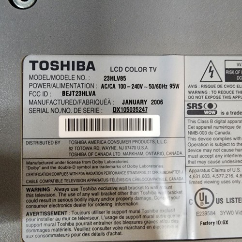 Toshiba Silver Swivel Base 23HL85 Stand with Mounting Bracket + Screws Oem - Picture 8 of 10
