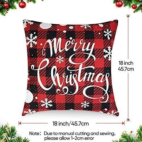 4 Pack Christmas Cushion Covers, Christmas Decoration 18x18 Throw Pillow Cases - Picture 6 of 30