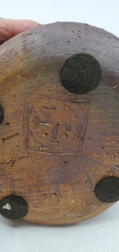 Brutalistische Studio Kunst Keramik Flasche Vase unbekanntes Markenzeichen braune Glasur 60er - Bild 6 von 9