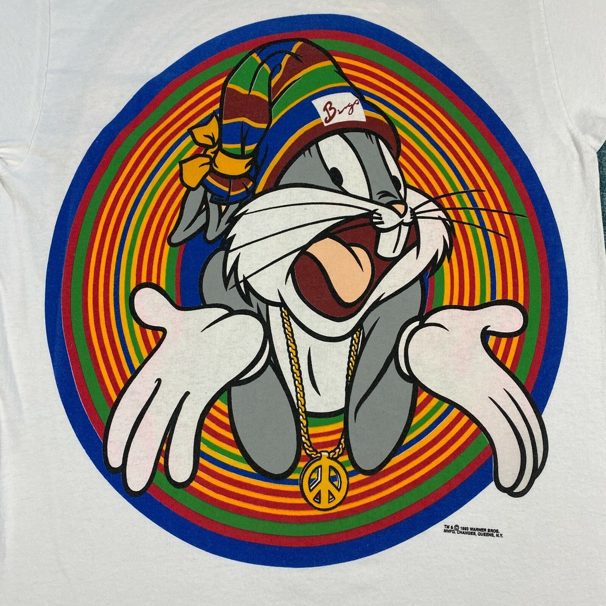 VINTAGE Looney Tunes Bugs Bunny 1993 Rap T-Shirt Adult Large Hip 