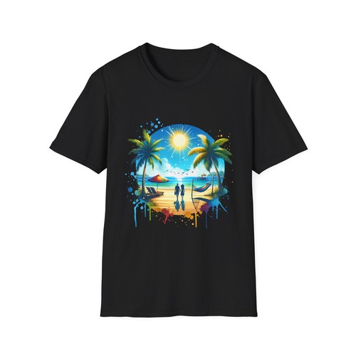 Tropical Sunset Unisex T-Shirt, Summer Vibes, Beach Lover Gift, Vacation Wear, - Picture 2 of 24