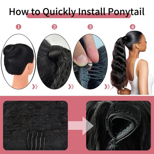 Half Up Half Down Clip in Real Human Hair Ponytail Extension Hairpiece for Women - Picture 10 of 14