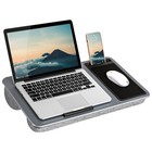Portable Silver Carbon Lap Desk with Mouse Pad and Phone Slot for Comfort