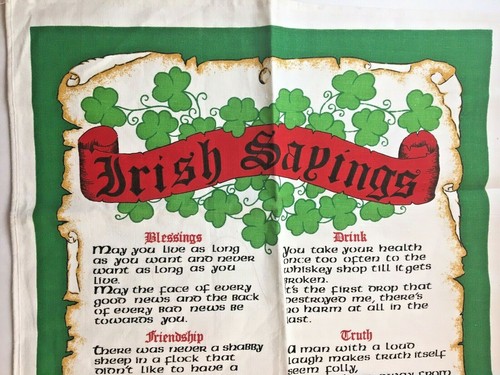 Irish Sayings Tea Kitchen Towel Made in Ireland Flax Cotton Blend 27 x 19 in - Picture 5 of 7