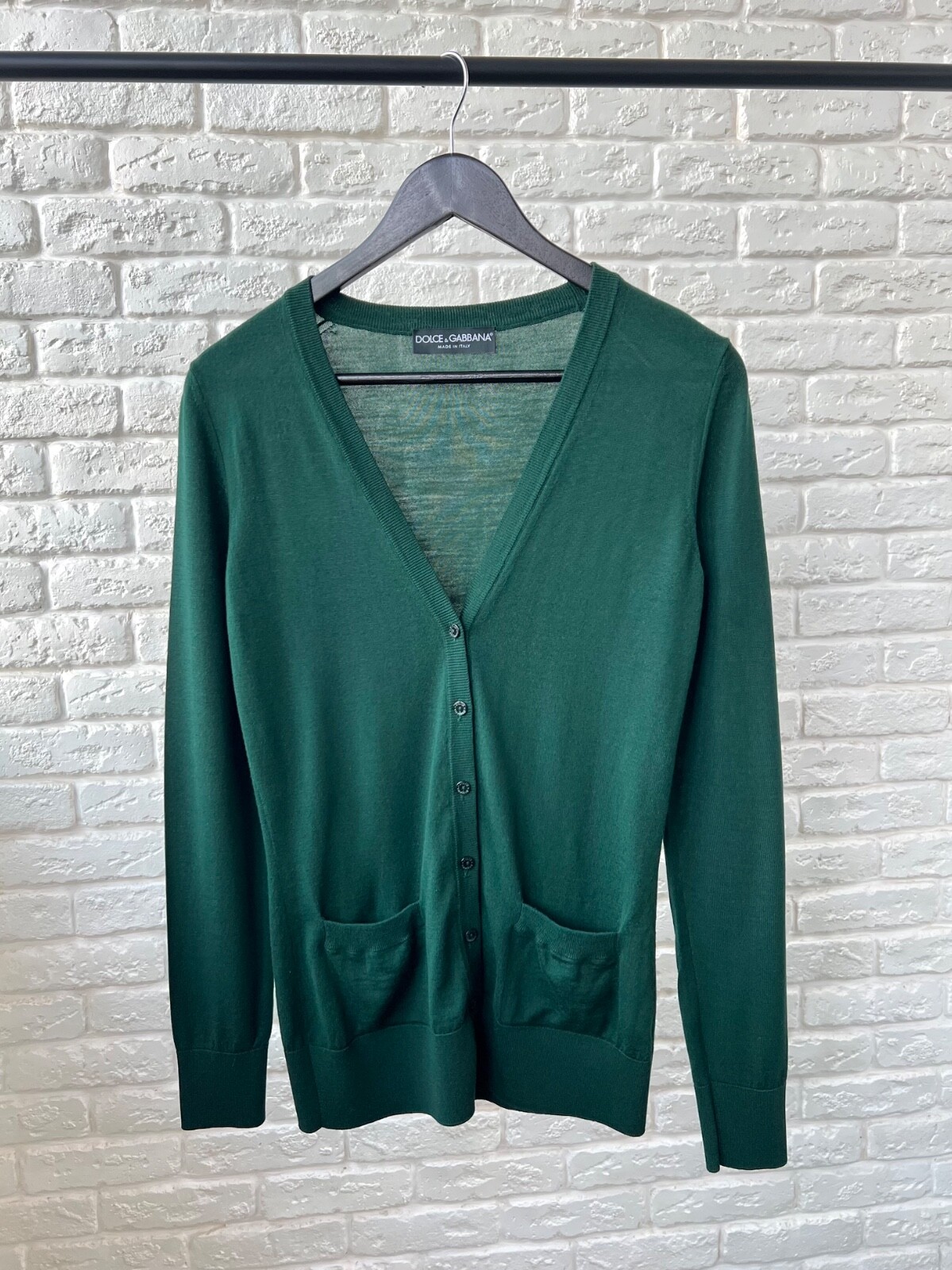 Dolce & Gabbana 100% Lana Wool Green Cardigan Sweater Women's Size 38