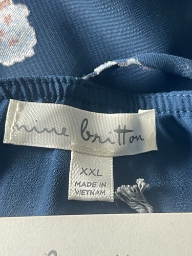 Nine Britton Women's blue Floral adjustable strap blouse Sleeveless Size XXL - Picture 7 of 8