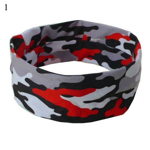Unisex Camouflage Cotton Sweatband Elastic Hair Bands Sports Yoga Wide Headban ❀ - Picture 11 of 21