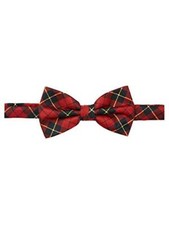 Men's Royal Tartans Plaid Adjustable Pre-Tied Banded Bow Tie Red