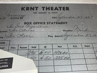 THE DOORS ORIGINAL 1967 UNUSED CONCERT TICKET KRNT THEATRE JIM MORRISON Ephemera 8