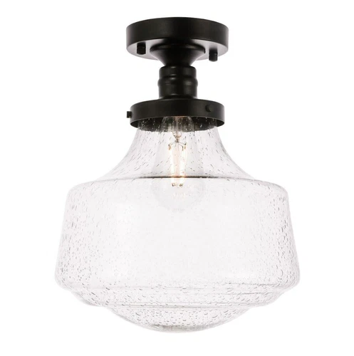 Flush Mount Bubble Glass Shade Black Kitchen Bathroom Hallway Light Fixture - Picture 4 of 11